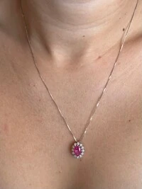 Colar topázio rosa Zircônia Prata 925 Ródio