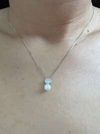 Colar bolinha e pérola Prata 925 Ródio