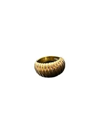 Anel Baulado Filetes Prata 925 Ouro 18K