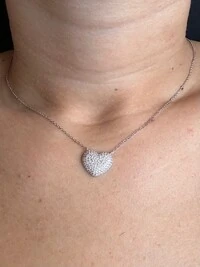 Colar Coração micro cravação Prata 925 Ródio