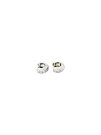 Brinco Argola baulado zircônia P Prata 925 Ródio