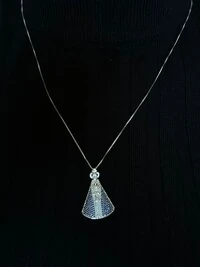 Colar Nossa Senhora Manto safira azul Prata 925 Ródio