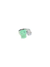 Anel Quadrado oval turmalina gota zircônia Prata 925 Ródio