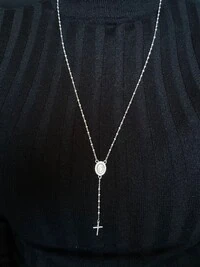 Colar Terço zircônia Prata 925 Ródio