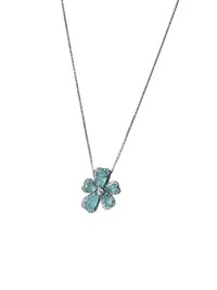 Colar Flor Turmalina Paraíba zircônia Prata 925 Ródio