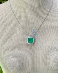 Colar Quadrado Esmeralda Zircônia G Prata 925 Ródio