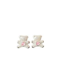 Brinco Urso topázio rosa Prata 925 Ródio