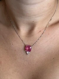Colar Quadrado topázio rosa e Zircônia Prata 925 Ródio