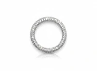 Anel aliança inteira micro cravação interna e externa Prata 925 Ródio