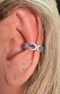 Piercing Fake Tanzanita Prata 925 Ródio
