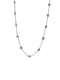 Colar Inspiração longo coração pedras zircônia Prata 925 Ródio