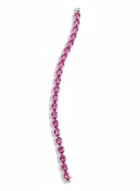 Pulseira Riviera oval topázio rosa 17 cm Prata 925 Ródio