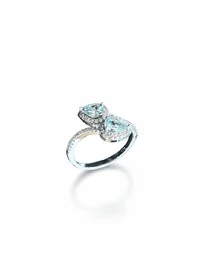 Anel GotaTopázio Azul torcido 2 pedras Prata 925 Ródio