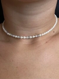Colar Pérola e zircônia Prata 925 Ródio