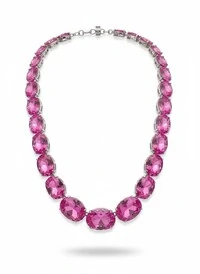 Colar Riviera Topázio Rosa 42 cm degradê Prata 925 Ródio