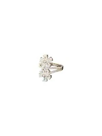Anel 2 flores zircônia branca Prata 925 Ródio