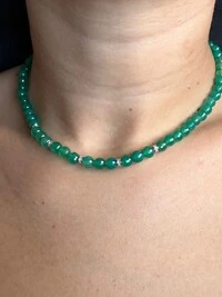 Colar Esmeralda e zircônia com alongador Prata 925 Ródio