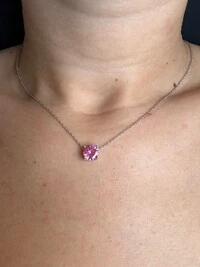 Colar Ponto Topázio Rosa P Prata 925 Ródio