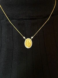 Colar Nossa Senhora Milagrosa zircônia Prata 925 Ouro 18 k