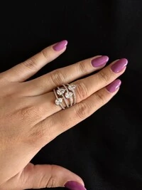 Anel 4 zircônias gota Prata 925 Ródio