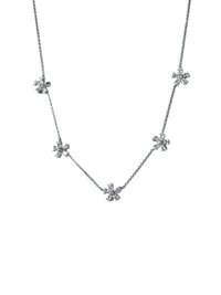 Colar 5 flores zircônia branca Prata 925 Ródio