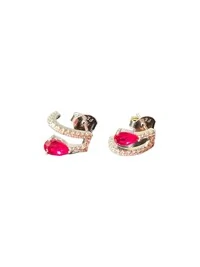 Brinco Cristal Gota Vermelho Zircônia Prata 925 Ródio