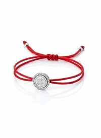 Pulseira São Bento fio de seda vermelho Prata 925 Ródio
