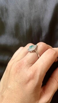 Anel Gota Topázio azul fusion zircônia Prata 925 Ródio