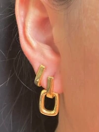 Brinco pendurado quadrado Prata 925 Ouro 18k