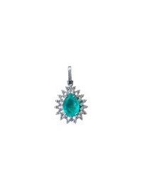 Pingente Gota 3 cm turmalina fusion e zircônia Prata 925 Ródio