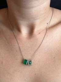 Colar Escapulário Esmeralda Prata 925 Ródio