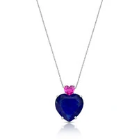 Colar Coração Tanzanita topázio rosa Prata 925 Ródio