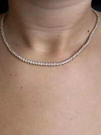 Colar Riviera 3 Garras 2mm Prata 925 Ouro 18 K