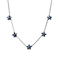 Colar 5 flores zircônia tanzanita Prata 925 Ródio