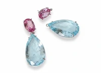 Pingente Brinco Gota Topázio azul Prata 925 Ródio