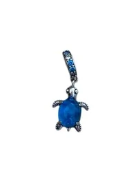 Pingente berloque Tartaruga Azul em Prata 925 com Ródio