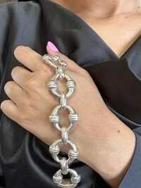 Pulseira Elos Eletro forma 20 cm Prata 925 Lisa