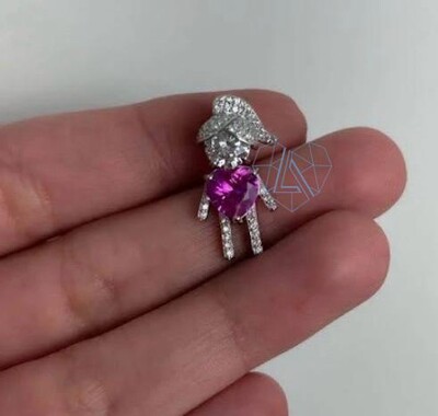 Foto Pingente Menina Coração topázio rosa e zircônia Prata 925 Ródio