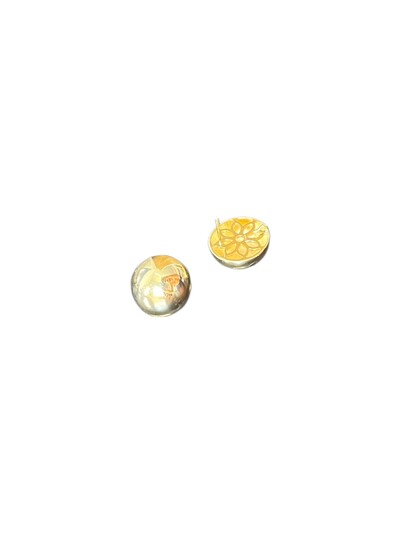 Foto Brinco Meia Bola Prata 925 Ouro 18K