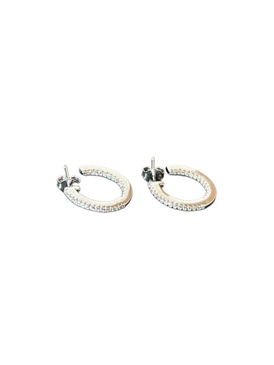 Foto Brinco Argola Zircônia Aberta Prata 925 Ródio