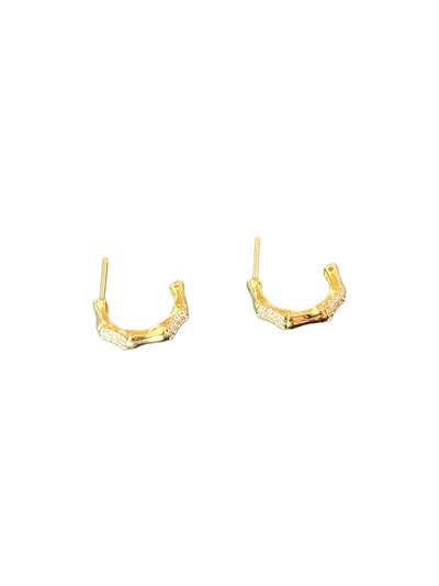 Foto Brinco argola aberta osso zircônia M Prata 925 Ródio