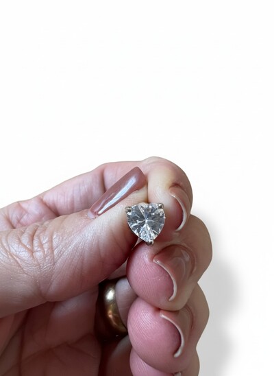 FotoBrinco Coração zircônia branca P Prata 925 Ródio