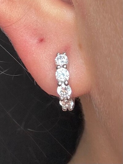FotoBrinco argola zircônia dentro e fora P Prata 925 Ródio