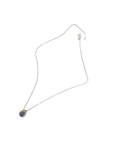 Foto Colar Gota Tanzanita Zircônia Prata 925 Ródio