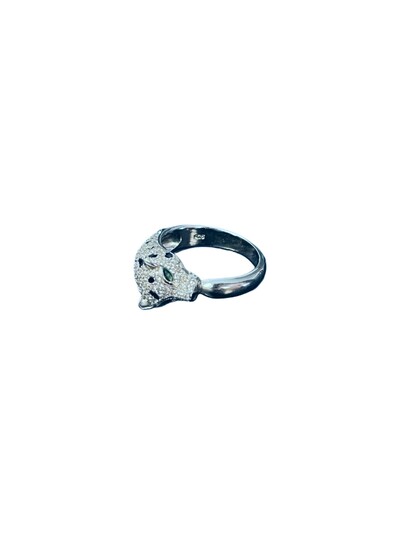 Foto Anel Pantera Zircônia Prata 925 Ródio