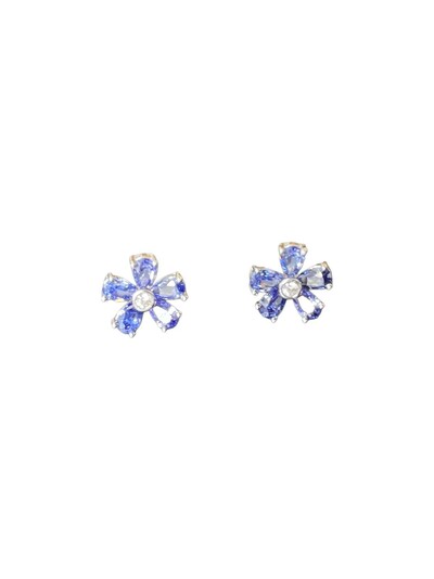 Foto Brinco Flor M zircônia tanzanita Prata 925 Ródio