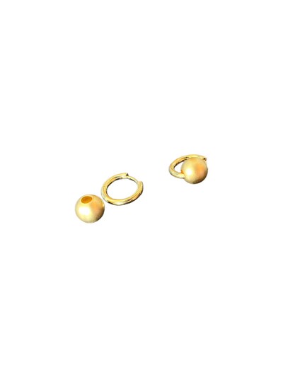 Foto Brinco argola e bola escovado Prata 925 Ouro 18 k