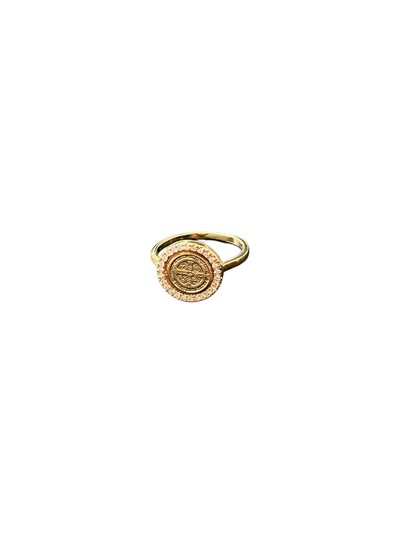 Foto Anel São Bento redondo com zircônia Prata 925 Ouro 18 k