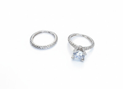 Foto Anel Solitário 2 em 1 7 mm Prata 925 Ródio