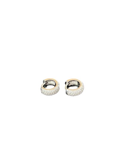 Foto Brinco Argola baulada zircônia PP Prata 925 Ródio